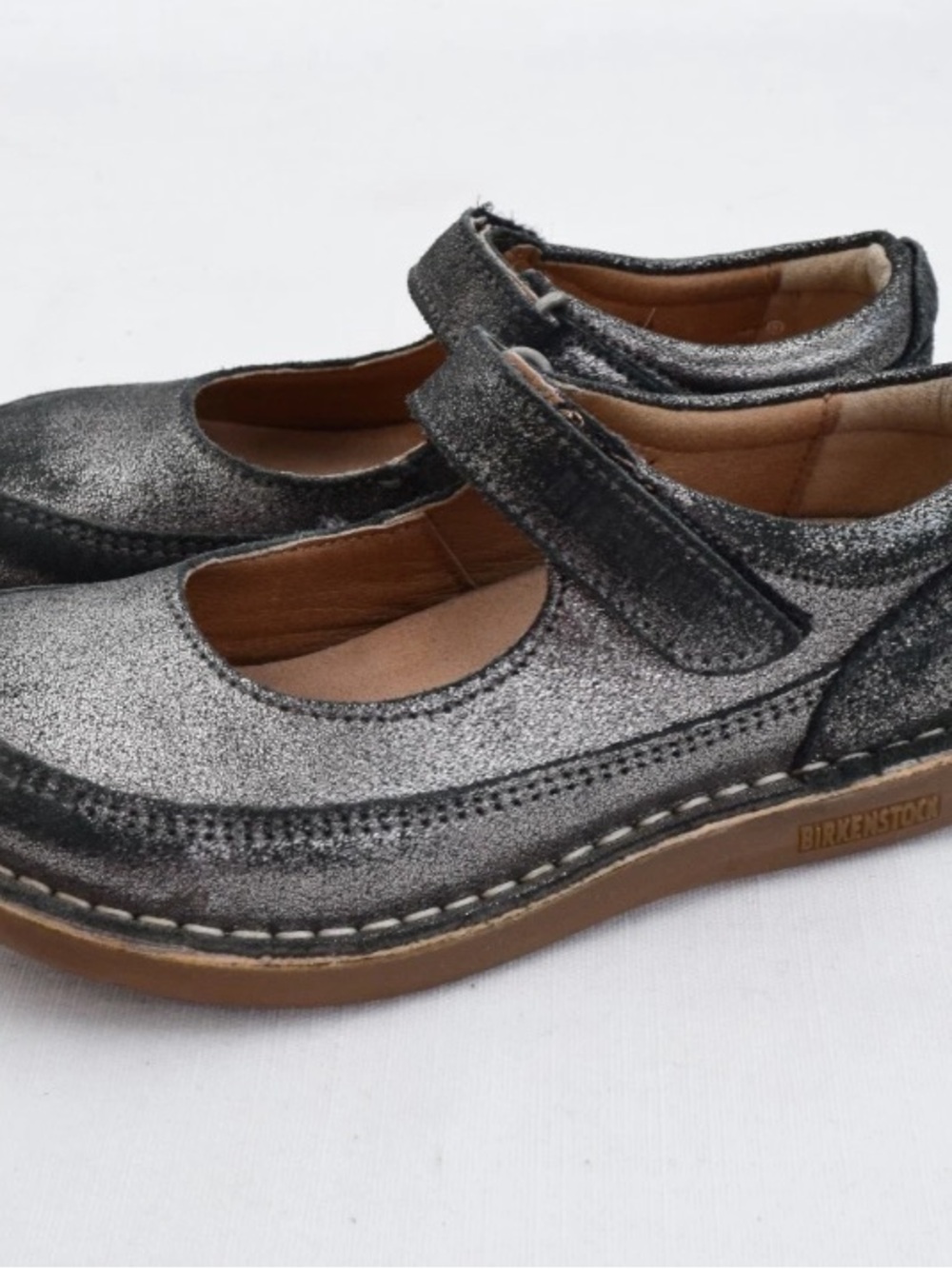 Birkenstock Metallic Silver Mary Jane Kids Shoe
